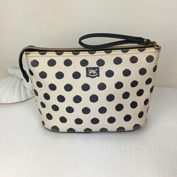 ♥️Bundle Only♥️  IZAK  Black Polka Dot Fashionista Graphic Make Up Bag Wristlet - Picture 5 of 13